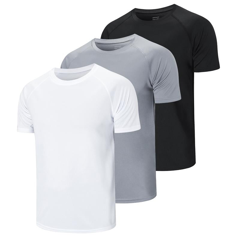 2024 Summer Men'S Solid Crew Neck Regular Sleeve, Moisture Wicking Active Sleeve T-Shirt, Back to School Clothing, Men'S Work Out Gym Wear