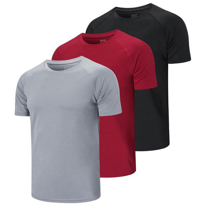 2024 Summer Men'S Solid Crew Neck Regular Sleeve, Moisture Wicking Active Sleeve T-Shirt, Back to School Clothing, Men'S Work Out Gym Wear