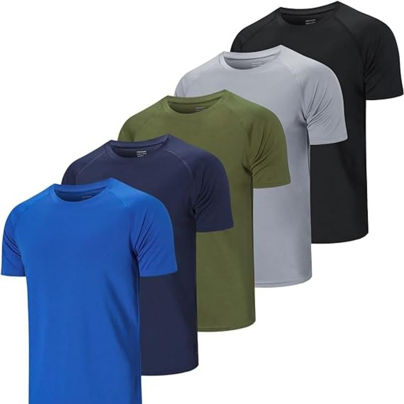 2024 Summer Men'S Solid Crew Neck Regular Sleeve, Moisture Wicking Active Sleeve T-Shirt, Back to School Clothing, Men'S Work Out Gym Wear