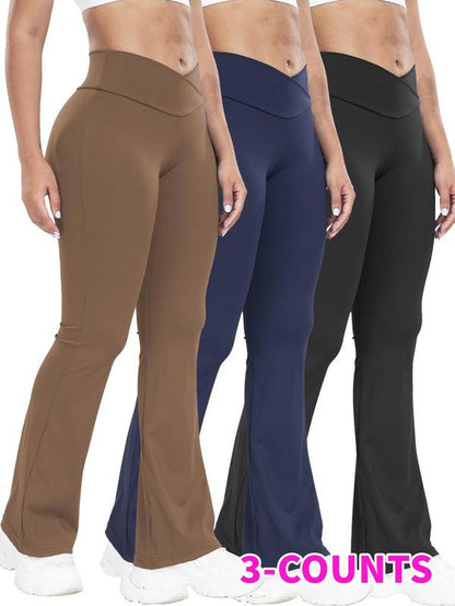 Solid Wrap High Waist Sports Flare Leggings for Women, Yoga Pants, Active Wear Sporty Comfy Breathable High Stretch Tummy Control Yoga High Waisted Leggings, Ladies Yoga Legging Pants for Indoor Outdoor Wear, Activewear 2024