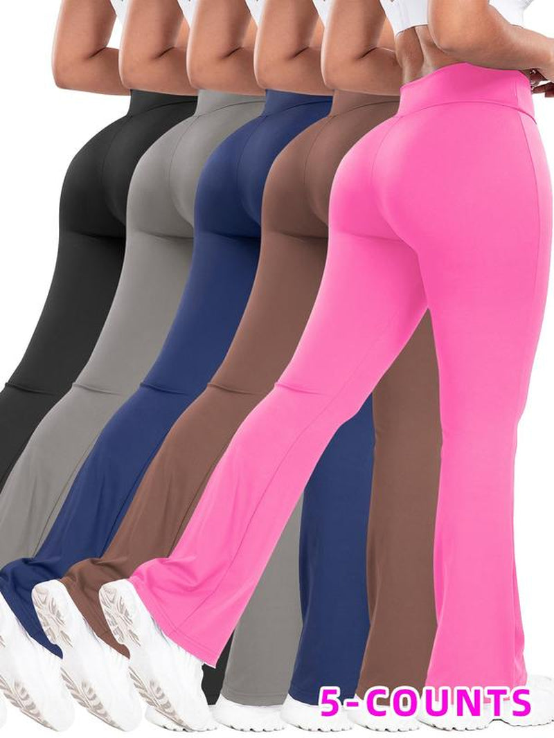 Solid Wrap High Waist Sports Flare Leggings for Women, Yoga Pants, Active Wear Sporty Comfy Breathable High Stretch Tummy Control Yoga High Waisted Leggings, Ladies Yoga Legging Pants for Indoor Outdoor Wear, Activewear 2024