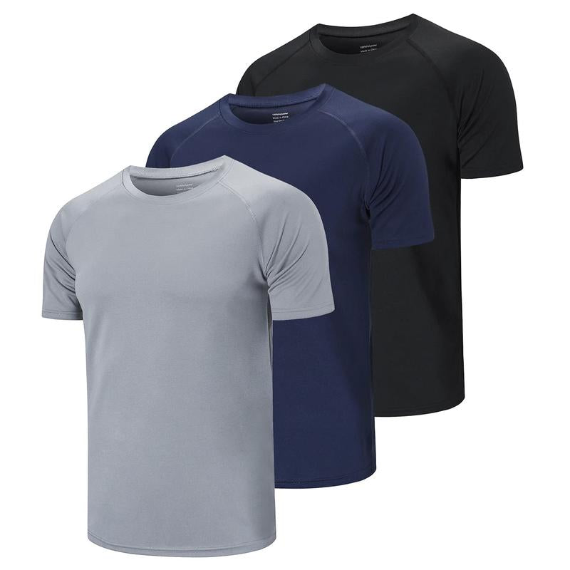 2024 Summer Men'S Solid Crew Neck Regular Sleeve, Moisture Wicking Active Sleeve T-Shirt, Back to School Clothing, Men'S Work Out Gym Wear